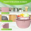 4-1 Strainer Bowl with Lid Set - Strainers and Colanders, Colander for Kitchen, Pasta Strainer, Fruit Cleaner, Veggie Wash, Funny Kitchen Present, Fruit Washing Bowl, Cooking Present for Women - Pink view 3