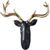KIZMIQ Wall Decor Nordic Black Resin Deer Head Animal Art Crafts Wall Mount Home Living Room Bedroom Creative Ornament Wall Hanging view 1