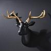 KIZMIQ Wall Decor Nordic Black Resin Deer Head Animal Art Crafts Wall Mount Home Living Room Bedroom Creative Ornament Wall Hanging view 2
