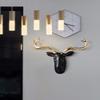 KIZMIQ Wall Decor Nordic Black Resin Deer Head Animal Art Crafts Wall Mount Home Living Room Bedroom Creative Ornament Wall Hanging view 4