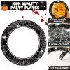 50 Guests Halloween Spider Web Plates and Napkins Party Supplies Spiderweb Party Decorations Disposable Tableware Black and White Halloween Dinnerware Favor for Get Together Celebration, 200PCS view 4