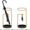REMYS Umbrella Stand Holder Entryway Hallway Umbrella Stand Rack 60 Cm Tall Umbrella Stand HolderRound Umbrella Storage Rack for Hallway/Foyer/Indoor/Office, Black Removable Drip Tray, Gold view 3
