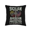 99 Gifts Sicilian Fan T-Shirts & Jersey Sicilian by Blood American by Birth Sicily Throw Pillow, 16x16, Multicolor view 1