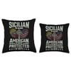 99 Gifts Sicilian Fan T-Shirts & Jersey Sicilian by Blood American by Birth Sicily Throw Pillow, 16x16, Multicolor view 3