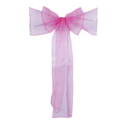 DOWNER Bows Chair Cover Sash,50pcs Organza Chair Sash Bow for Cover Banquet Wedding Party Event Xmas Decoration Sheer Organza Fabric Supply 18cm*275cm-red (Color : Fuchsia)