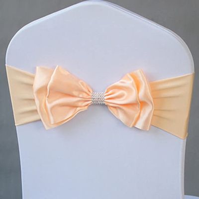 DOWNER Bows Chair Cover Sash,10pcs/50pcs Wedding Satin Chair Sash Spandex Chair Bow Tie Band for Banquet Hotel Birthday Party Decoration-Red,10 pcs (Color : Peach, Size : 10 pcs)