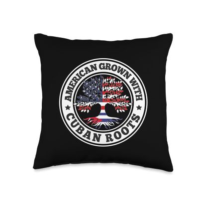 99 Gifts Cuban Fan T-Shirts & Jersey Cuban Grown in America Cuba Throw Pillow, 16x16, Multicolor