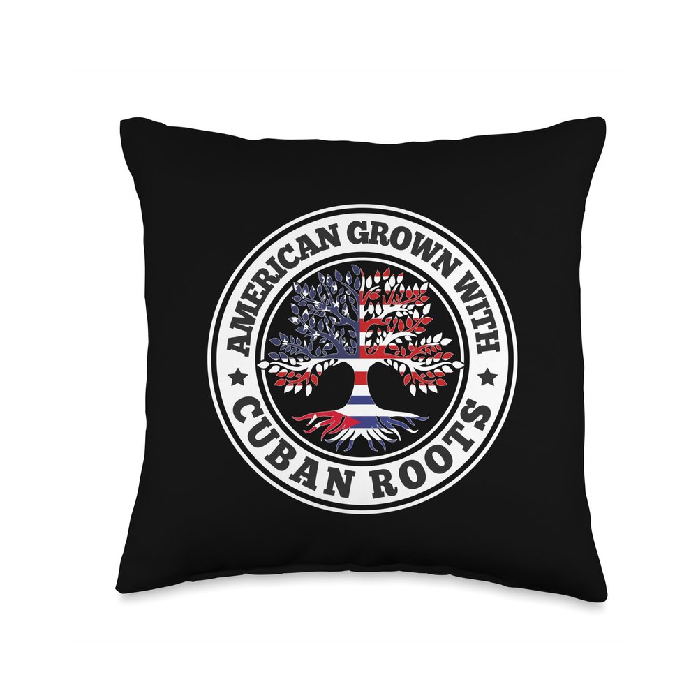 99 Gifts Cuban Fan T-Shirts & Jersey Cuban Grown in America Cuba Throw Pillow, 16x16, Multicolor