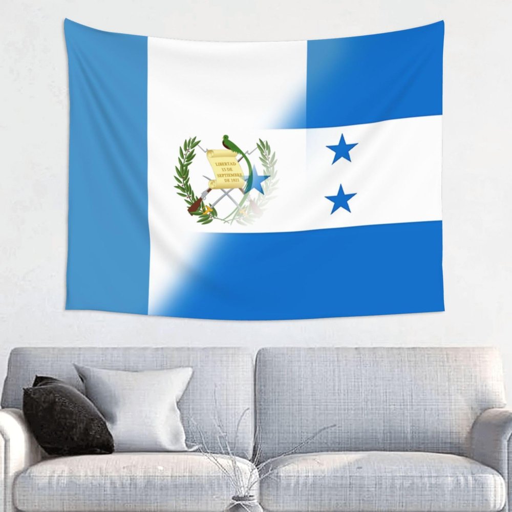Half Guatemala Half Honduras Flag Tapestry Wall Hanging Tapestries Wall Decorations For Home Dorm Bedroom Living Room Decor (29x37 Inch)