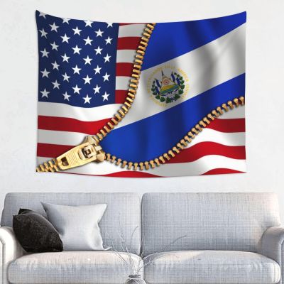 American Flag And El Salvador Flag Tapestry Wall Hanging Tapestries Wall Decorations For Home Dorm Bedroom Living Room Decor (29x37 Inch)