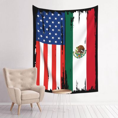 America Flag And Mexico Flag Tapestry Wall Hanging Tapestries Wall Decorations For Home Dorm Bedroom Living Room Decor (29x37 Inch)