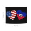 American Haiti Flag Heart Haiti American Tapestry Wall Hanging Tapestries Wall Decorations For Home Dorm Bedroom Living Room Decor (29x37 Inch) view 2