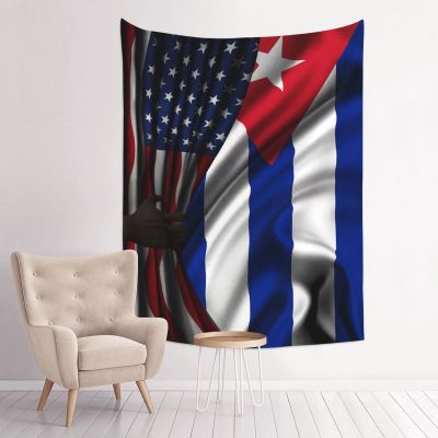 American Flag And Cuban Flag Tapestry Wall Hanging Tapestries Wall Decorations For Home Dorm Bedroom Living Room Decor (29x37 Inch)