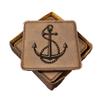 Anchor Nautical Coasters - Handmade Coasters Set of 6 - Engraved Barware Decorations - Leather Bar Decor - Man Cave Father's Day Present view 1