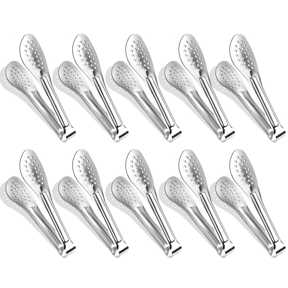 10PCS Serving Tongs, Small Kitchen Tongs,XEVOM Stainless Steel small Appetizer Tongs Mini Sugar Ice (5 Inch)