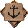 Anchor Coasters, Father's Day Coaster Set, Boater Gift, Present for Boat Owner, Nautical Coasters - Anchor Handmade Coasters Set of 6 - Engraved Barware Decorations - Leather Bar Decor view 1