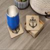 Anchor Coasters, Father's Day Coaster Set, Boater Gift, Present for Boat Owner, Nautical Coasters - Anchor Handmade Coasters Set of 6 - Engraved Barware Decorations - Leather Bar Decor view 2