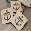Anchor Coasters, Father's Day Coaster Set, Boater Gift, Present for Boat Owner, Nautical Coasters - Anchor Handmade Coasters Set of 6 - Engraved Barware Decorations - Leather Bar Decor view 4