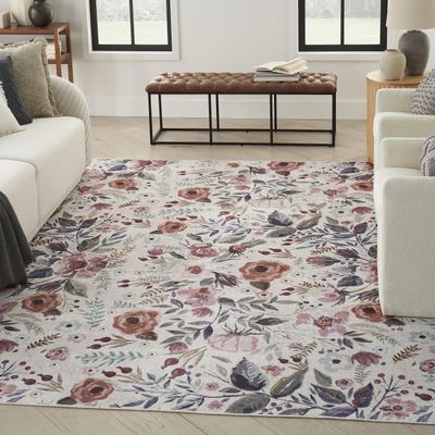 Nourison Home Nourison Washables Ivory Pink 6' x 9' Area Rug - Easy Clean, Non Shedding, Bed Room, Living Room, Dining Room, Kitchen (6' x 9')