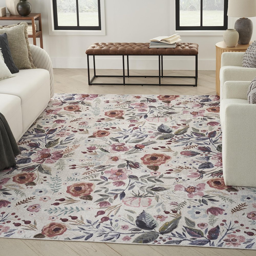 Nourison Home Nourison Washables Ivory Pink 6' x 9' Area Rug - Easy Clean, Non Shedding, Bed Room, Living Room, Dining Room, Kitchen (6' x 9')