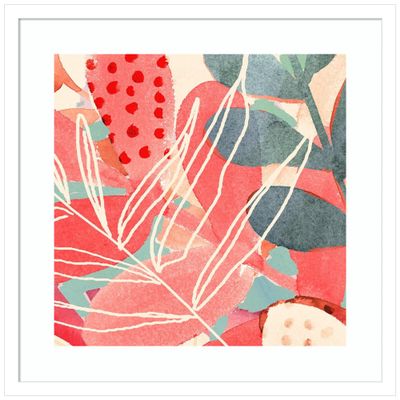 Amanti Art Framed Wall Art Print 21x21 Tropical Assemblage IV by Victoria Borges, Abstract Wall Art, Modern Contemporary Decor, Medium Poster Painting Artwork for Living Room, Bedroom, Bathroom,
