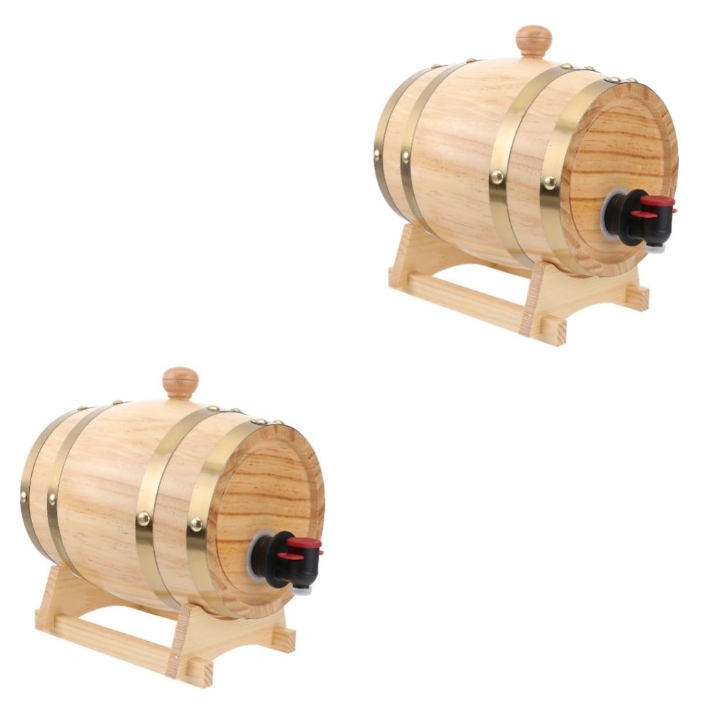 Zerodeko Carboy 5 Gallon 2 pcs Wine Barrel Wood Whiskey Aging Barrels Wine Dispenser Dispenser Beer Barrels Wooden Wine Making Bourbon Wooden keg Beer Keg Delicate jug