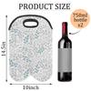 2-Bottle Wine Gift Tote Carrier Grey Leaf Pattern Neoprene Wine Tote Bags Holder Cooler Wine Gift for Women Men view 2