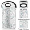 2-Bottle Wine Gift Tote Carrier Grey Leaf Pattern Neoprene Wine Tote Bags Holder Cooler Wine Gift for Women Men view 3