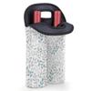 2-Bottle Wine Gift Tote Carrier Grey Leaf Pattern Neoprene Wine Tote Bags Holder Cooler Wine Gift for Women Men view 4