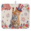 4th of July Cats Dish Drying Mat for Kitchen Counter, Microfiber Rack Pads, Independence Day Floral American Flag Absorbent Dish Bottle Drying Mat, 18''x24'', 1 Pack view 1
