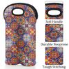 2-Bottle Wine Gift Tote Carrier Mandala Mexican Italian Neoprene Wine Tote Bags Holder Cooler Wine Gift for Women Men view 3