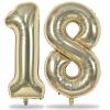Light Gold Number 18 Birthday Balloons, 40 Inch Large Champagne Gold Foil Number 1 & 8 Balloons for 18 Year Old Boys Girls, Gold 18th Birthday Balloons for Women Men Anniversary Party Decorations view 1