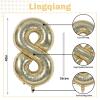 Light Gold Number 18 Birthday Balloons, 40 Inch Large Champagne Gold Foil Number 1 & 8 Balloons for 18 Year Old Boys Girls, Gold 18th Birthday Balloons for Women Men Anniversary Party Decorations view 2