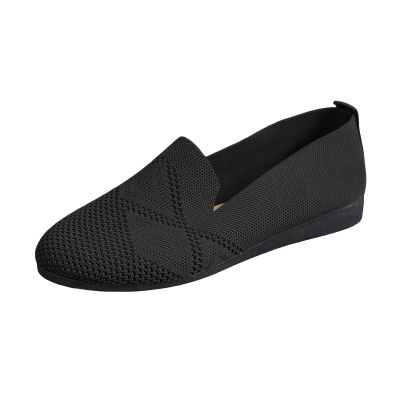 CsgrFagr Ladies Fashion Solid Color Breathable Mesh Round Toe Flat Sole Casual Shoes Man's Shoes Casual (Black, 7.5)