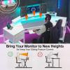 SEDETA 79" Gaming Desk, Computer Desk with 2 Fabric Drawers & LED Light, White Small Desk with Storage for Home Office, Carbon Fiber White view 3