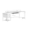 SEDETA 79" Gaming Desk, Computer Desk with 2 Fabric Drawers & LED Light, White Small Desk with Storage for Home Office, Carbon Fiber White view 4