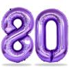 80th Birthday Balloons Purple for Women, 40 Inch Giant Purple Mylar Foil Number 80 Balloons Self Inflating, Purple Digit 8 & 0 Helium Balloons for 80th Anniversary Party Decorations Supplies view 1