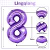 80th Birthday Balloons Purple for Women, 40 Inch Giant Purple Mylar Foil Number 80 Balloons Self Inflating, Purple Digit 8 & 0 Helium Balloons for 80th Anniversary Party Decorations Supplies view 2