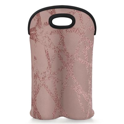 Abstract Pink Foil Marble 2-Bottle Wine Gift Tote Carrier Sleeve Neoprene Wine Tote Bags Holder Cooler Wine Lover Gift