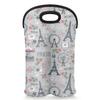 2-Bottle Wine Gift Tote Carrier Paris Theme Neoprene Wine Tote Bags Holder Cooler Wine Gift for Women Men view 1