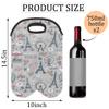 2-Bottle Wine Gift Tote Carrier Paris Theme Neoprene Wine Tote Bags Holder Cooler Wine Gift for Women Men view 2