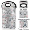 2-Bottle Wine Gift Tote Carrier Paris Theme Neoprene Wine Tote Bags Holder Cooler Wine Gift for Women Men view 3