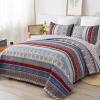 WONGS BEDDING Boho Quilt Set King Size, Brown Bohemian 3 Pieces Quilt Bedding Sets, Lightweight Microfiber Bedspread Coverlet Set for All Season (104"x90") view 1