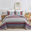 WONGS BEDDING Boho Quilt Set King Size, Brown Bohemian 3 Pieces Quilt Bedding Sets, Lightweight Microfiber Bedspread Coverlet Set for All Season (104"x90") view 2