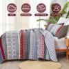 WONGS BEDDING Boho Quilt Set King Size, Brown Bohemian 3 Pieces Quilt Bedding Sets, Lightweight Microfiber Bedspread Coverlet Set for All Season (104"x90") view 4