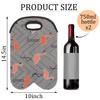 2-Bottle Wine Gift Tote Carrier Tropical Animal Flamingo Neoprene Wine Tote Bags Holder Cooler Wine Gift for Women Men view 2