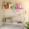 2 Pack Laundry Room Shelves Wall Mounted with Wire Baskets, Over the Washer and Dryer Shelf with Clothes Drying Rack, 8 HooksWire Shelves Baskets for Laundry Closet Organization and Storage, White view 3