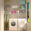 2 Pack Laundry Room Shelves Wall Mounted with Wire Baskets, Over the Washer and Dryer Shelf with Clothes Drying Rack, 8 HooksWire Shelves Baskets for Laundry Closet Organization and Storage, White view 4