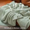 PHF 100% Cotton Waffle Weave Throw Blanket, Soft Lightweight Breathable Cozy Throws for Couch Bed Sofa, Luxury Aesthetic Blanket Gift for Home Decor & Office, 50"x60", Mint Green view 3