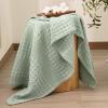 PHF 100% Cotton Waffle Weave Throw Blanket, Soft Lightweight Breathable Cozy Throws for Couch Bed Sofa, Luxury Aesthetic Blanket Gift for Home Decor & Office, 50"x60", Mint Green view 4
